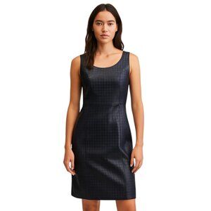 Cache Houndstooth Genuine Leather Dress Black Size 12 NWT Vintage